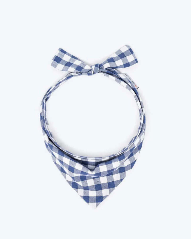 Spring Dog Bandana in Blueberry Gingham<br>(Made in the USA) (FINAL SALE) - Image 3