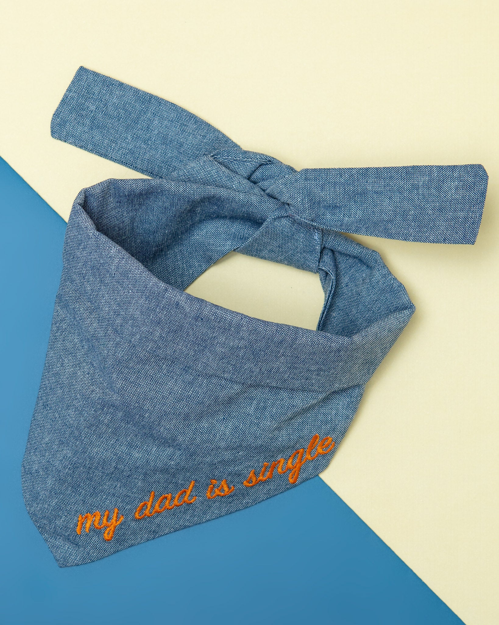 My Dad is Single Chambray Bandana (Made in the USA) - Image 2