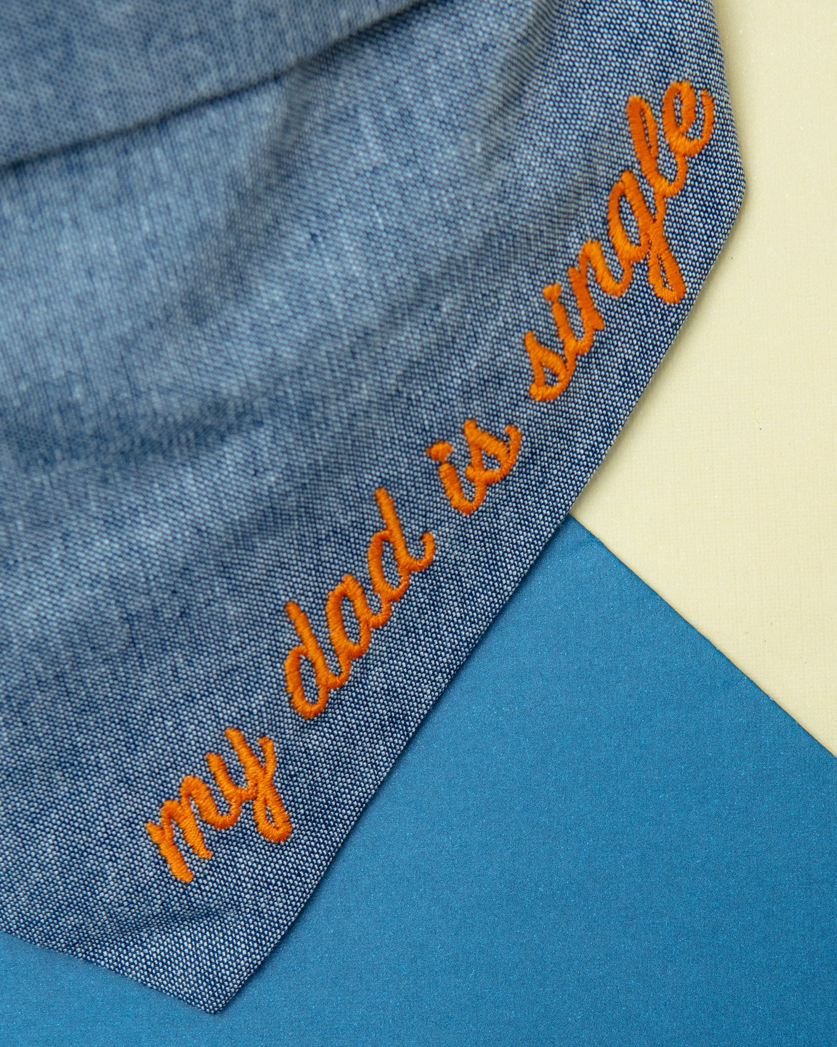 My Dad is Single Chambray Bandana (Made in the USA) - Image 3