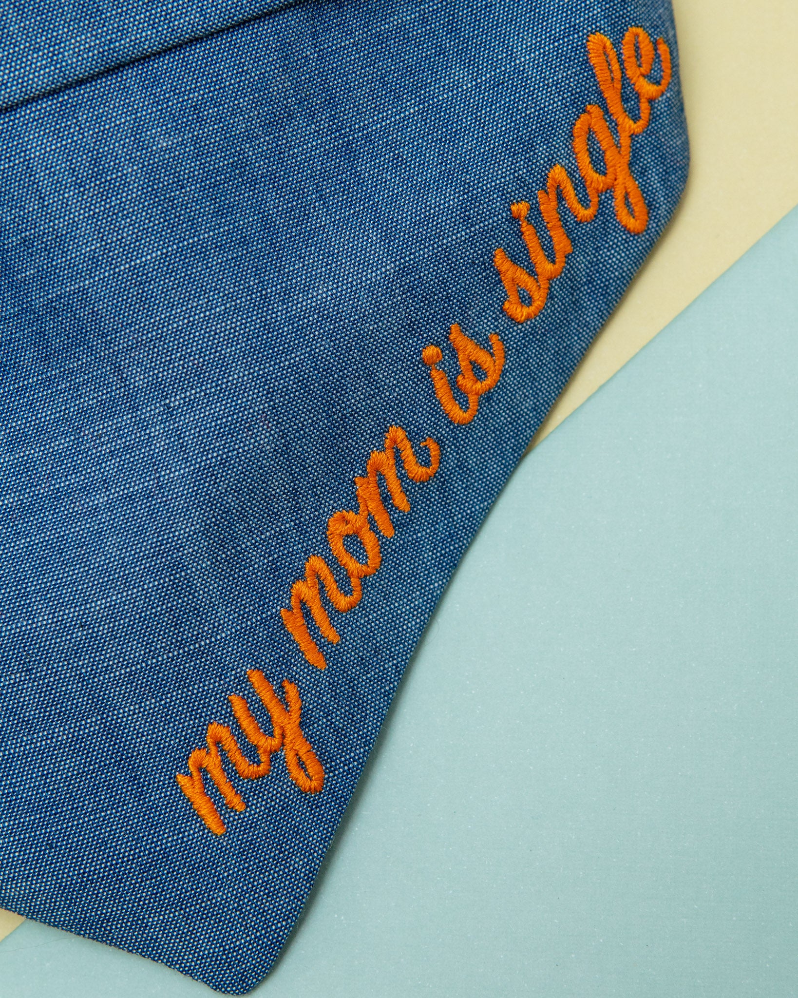 My Mom is Single Chambray Bandana (Made in the USA) - Image 2