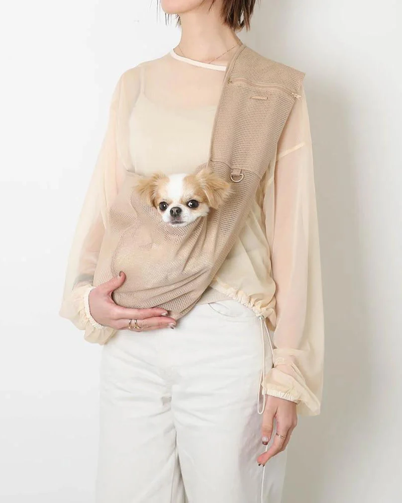 Mesh Dog Sling in Cafe Latte or Black - Image 2