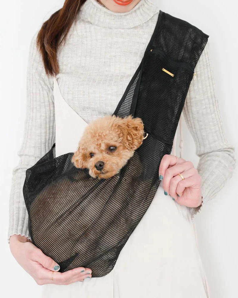 Mesh Dog Sling in Cafe Latte or Black - Image 4