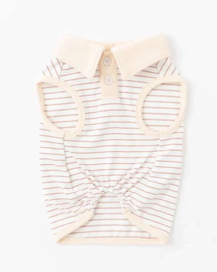 Striped Sleeveless Collared Shirt for Dogs - Image 2