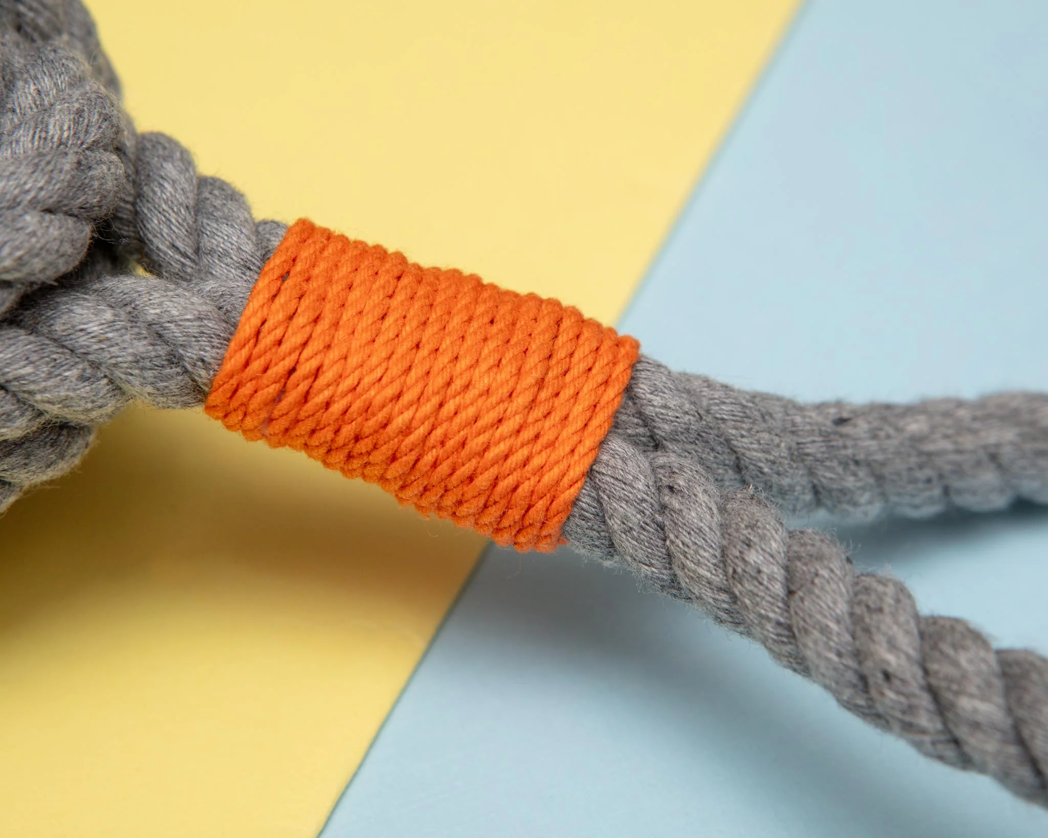 Monkey Fist Rope Dog Toy in Gray with Orange Whipping (Made in the USA) - Image 3
