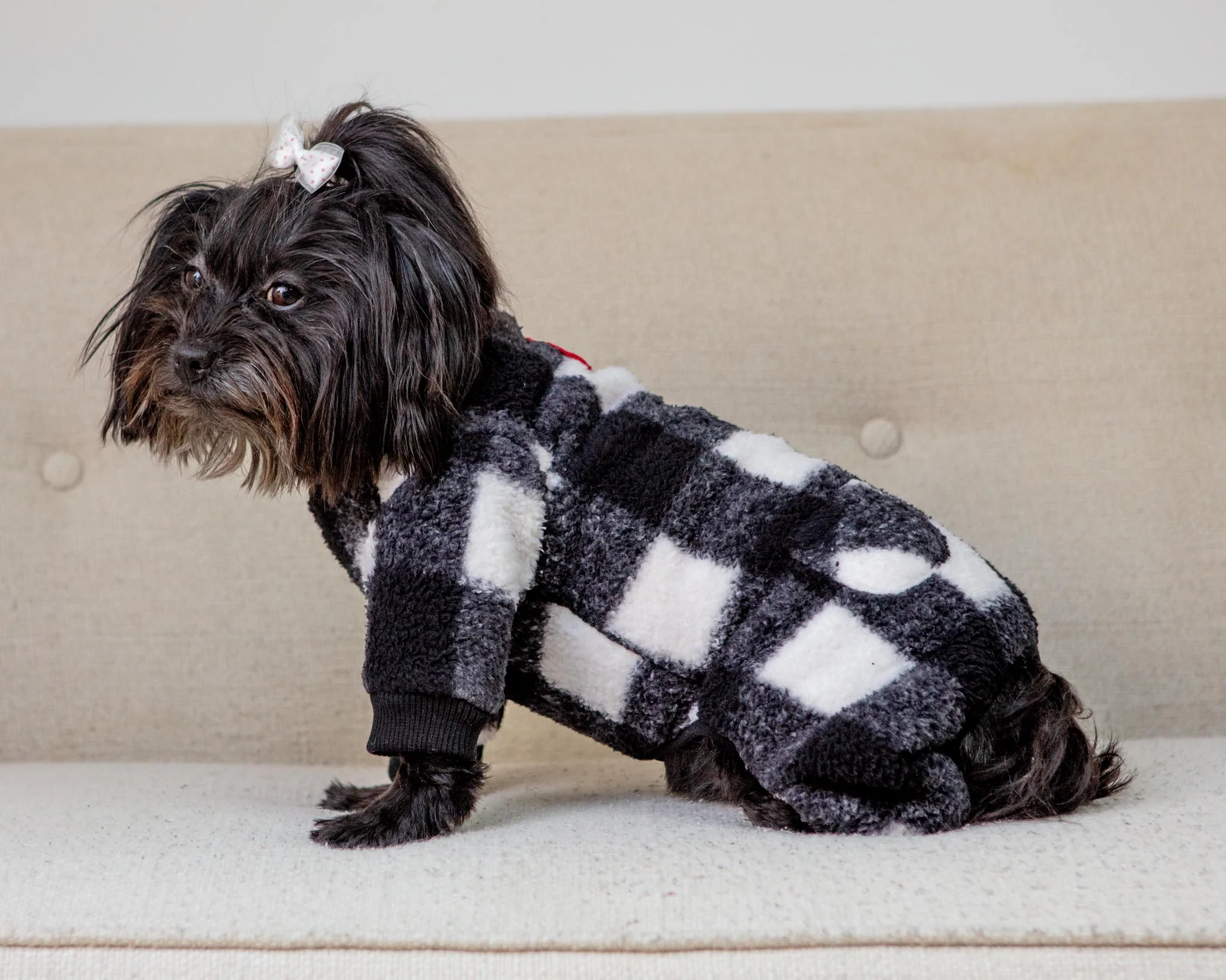 Monster Warmer Dog Onesie in Black Check (FINAL SALE) - Image 10