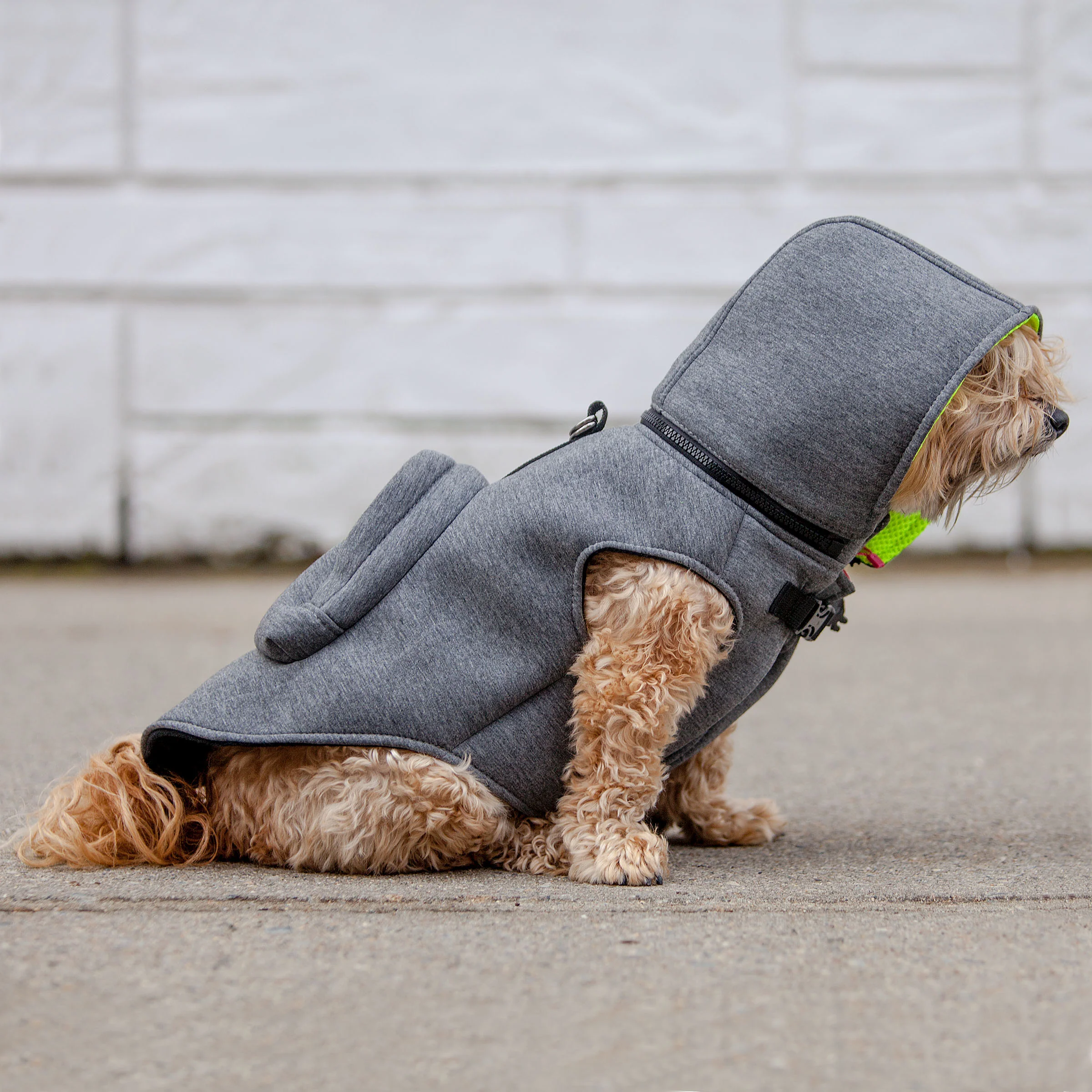 MORIKUKKO | Hoodie Backpack Vest in Grey and Neon