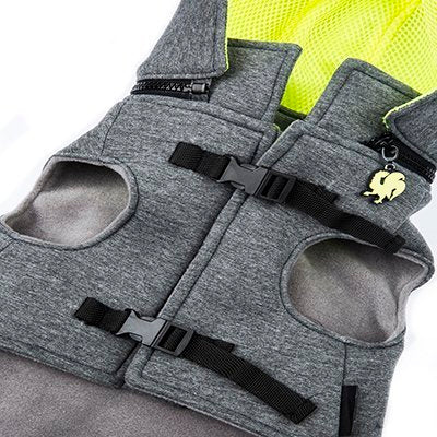 MORIKUKKO | Hoodie Backpack Vest in Grey and Neon - Image 6