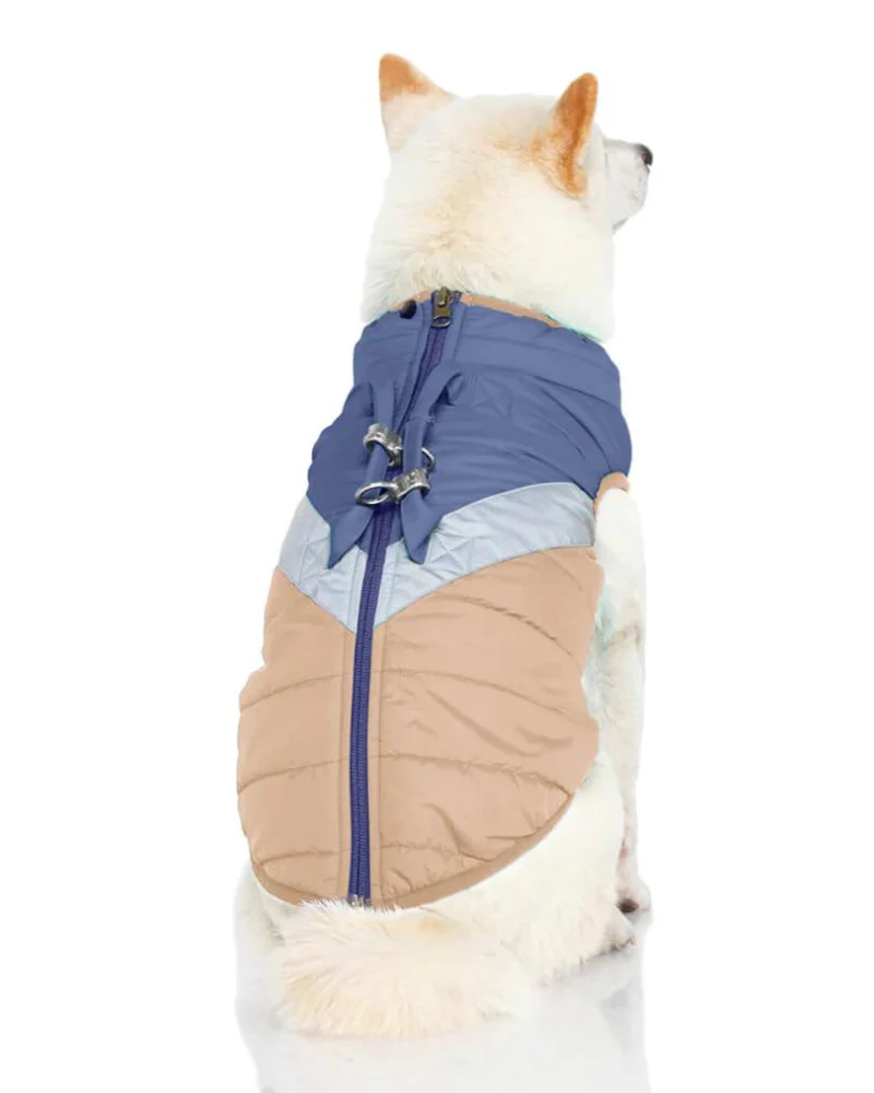 Mountaineer Waterproof Dog Harness Jacket in Tan & Moonstone Blue (FINAL SALE) - Image 14