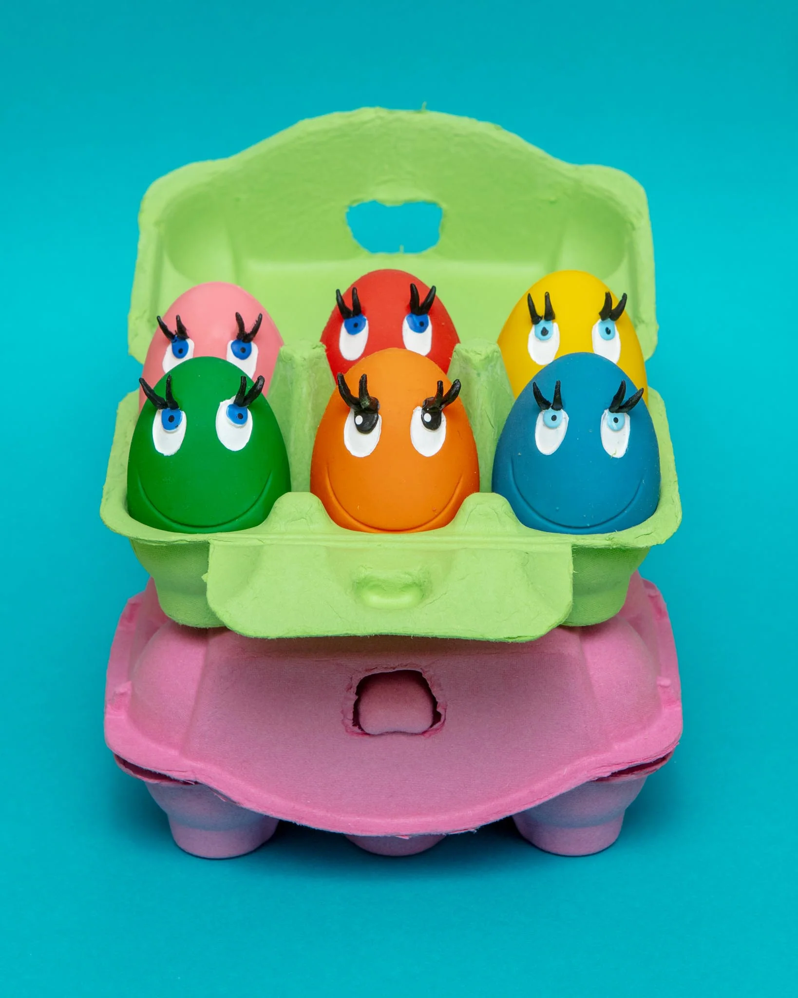 Multi-Color Squeaky Latex Dog Toy Egg Carton (6-Pack) - Image 3