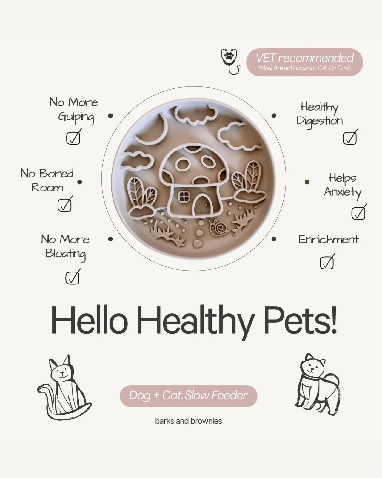 Mushroom Slow Feeder in Cloud for Dogs and Cats - Image 4