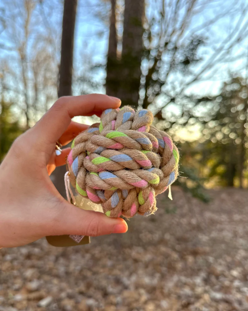 Natural Hemp Ball Rope Dog Toy - Image 3