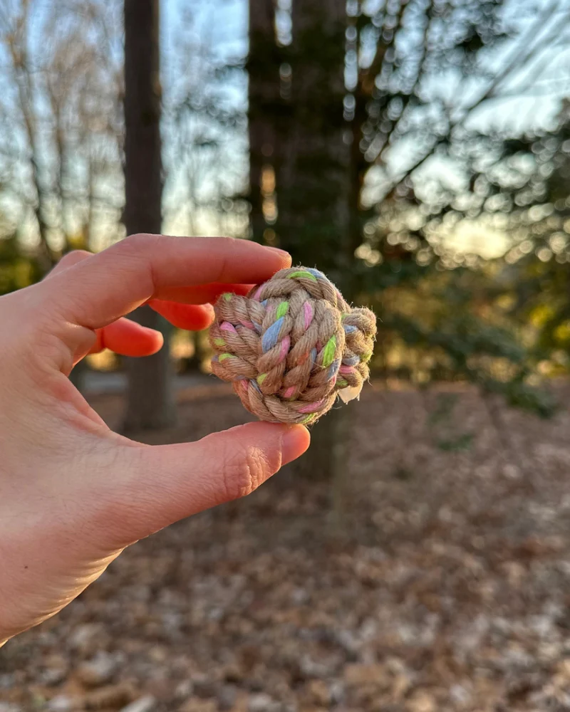 Natural Hemp Ball Rope Dog Toy - Image 4