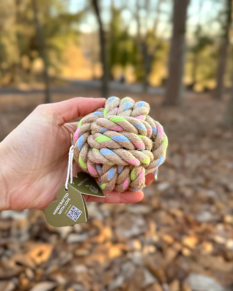 Natural Hemp Ball Rope Dog Toy - Image 6