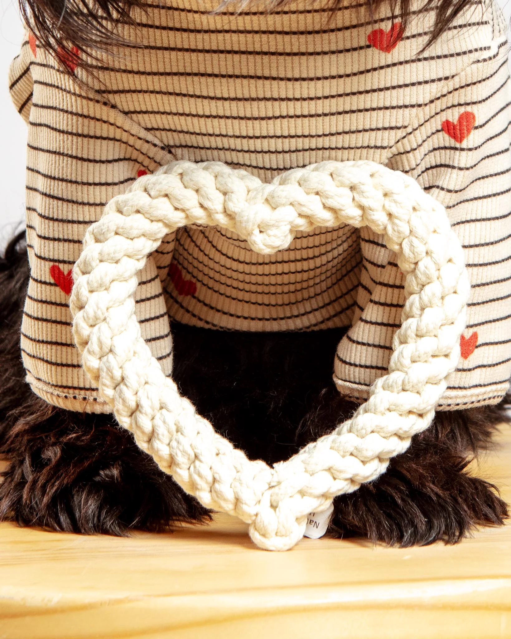Natural White Heart Dog Rope Toy - Image 2