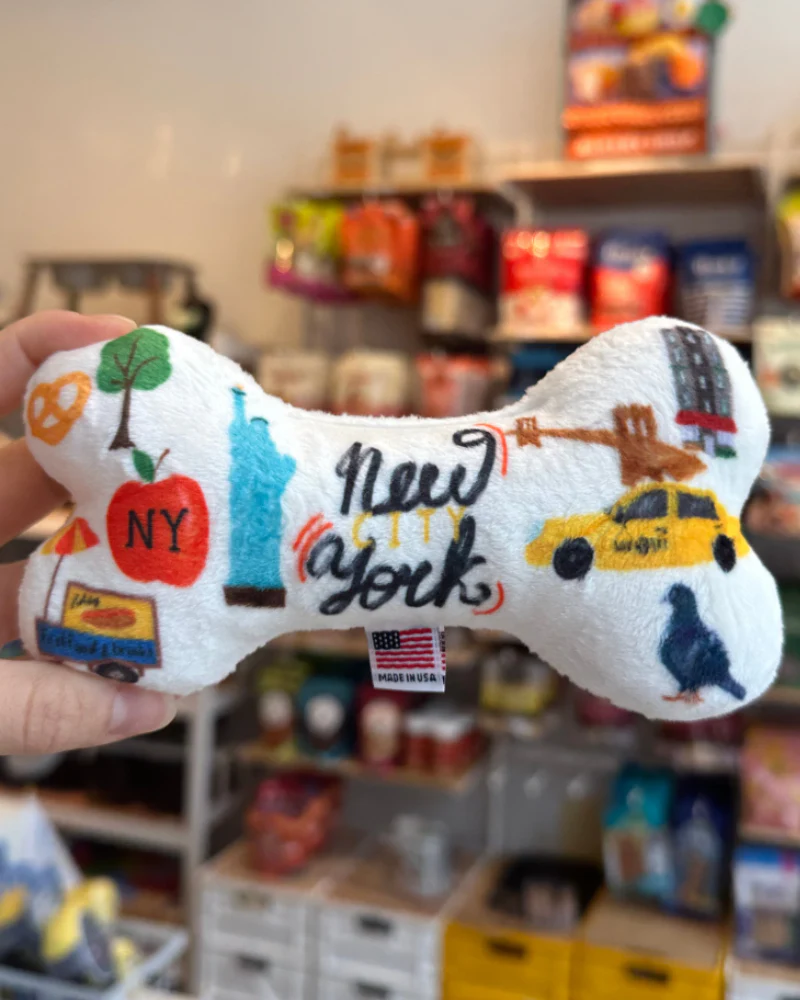 New York City Squeaky Plush Dog Bone Toy (Made in the USA) - Image 4