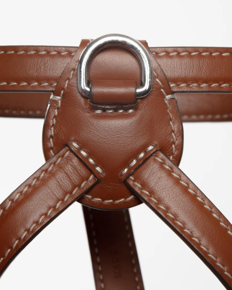 Nuvola Leather Dog Harness in Tobacco Brown (Made in Italy) - Image 2