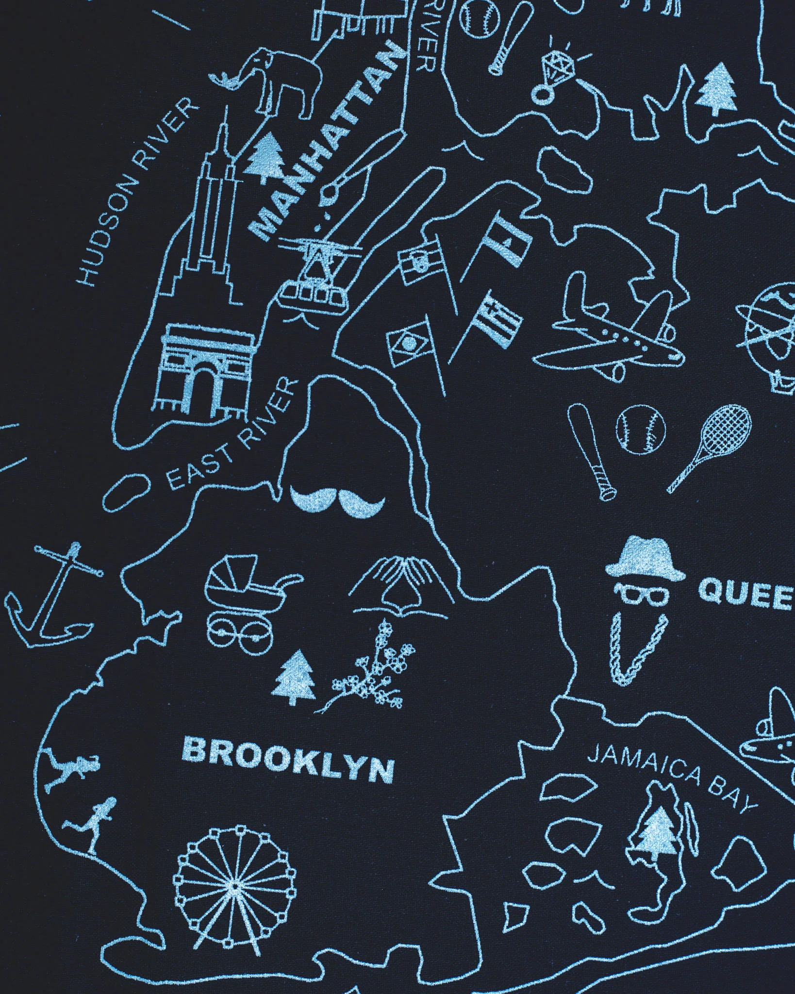 NYC Map Bandana in Navy (Made in the USA) << FINAL SALE >> - Image 2