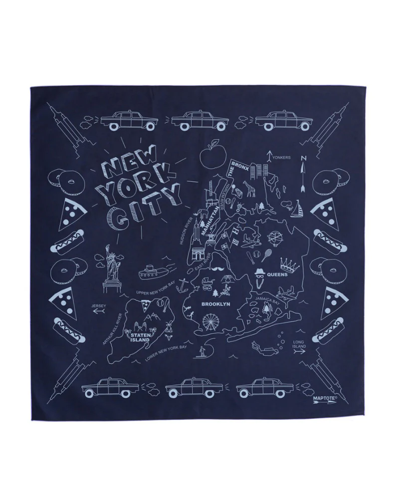 NYC Map Bandana in Navy (Made in the USA) << FINAL SALE >> - Image 3