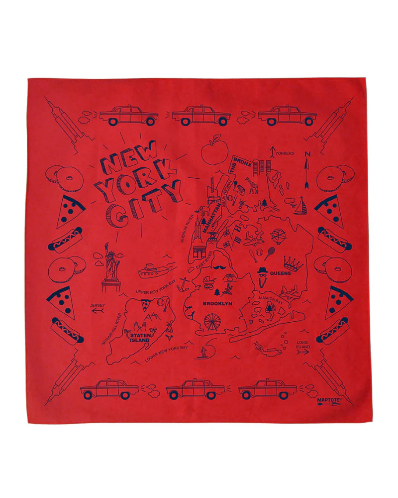 NYC Map Bandana in Red (Made in the USA) << FINAL SALE >> - Image 3