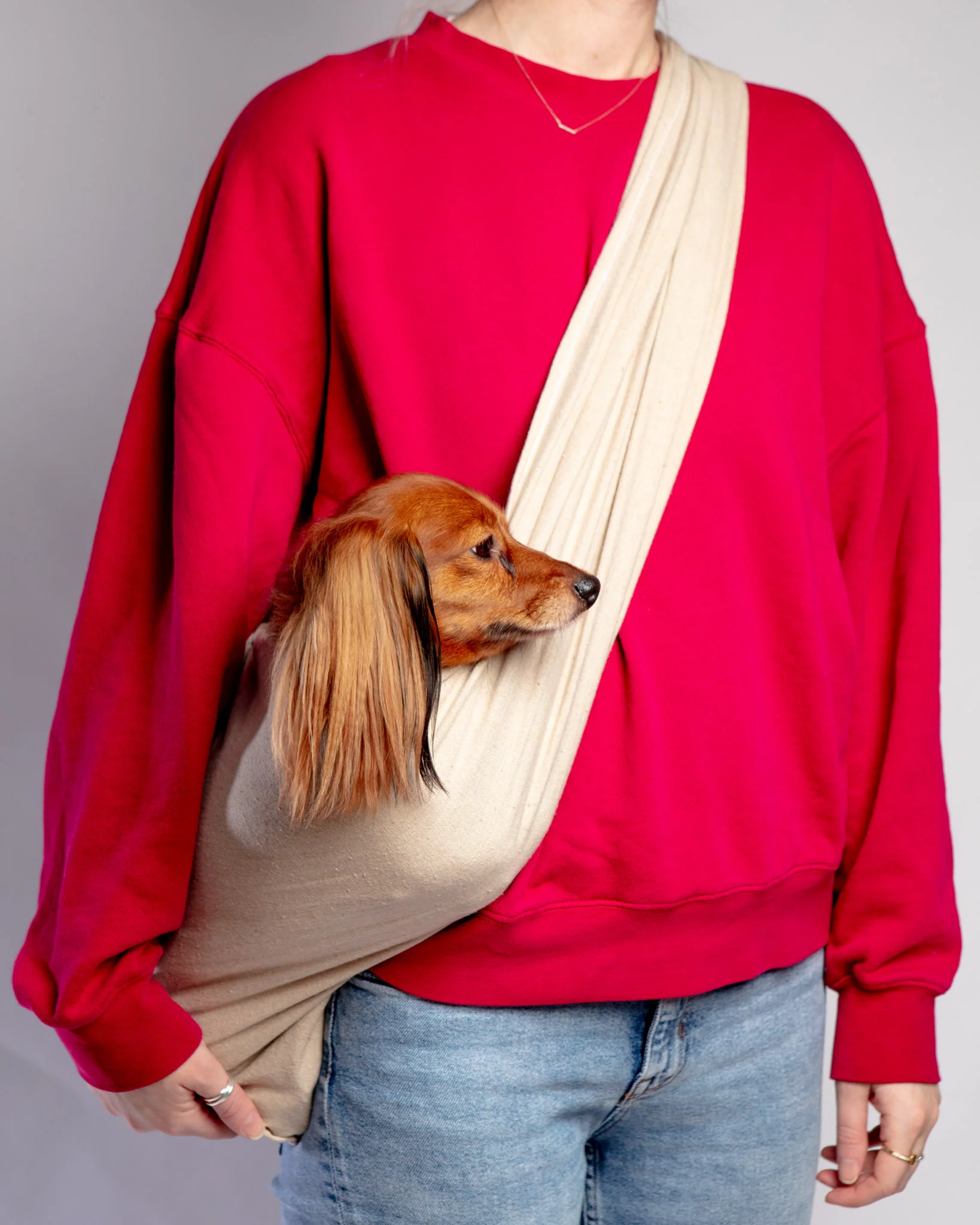 Dog Sling in Oatmeal Linen - Image 2