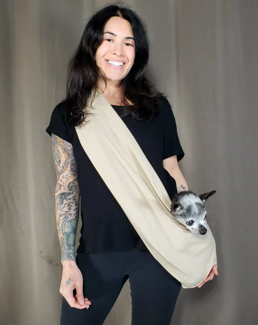 Dog Sling in Oatmeal Linen - Image 3
