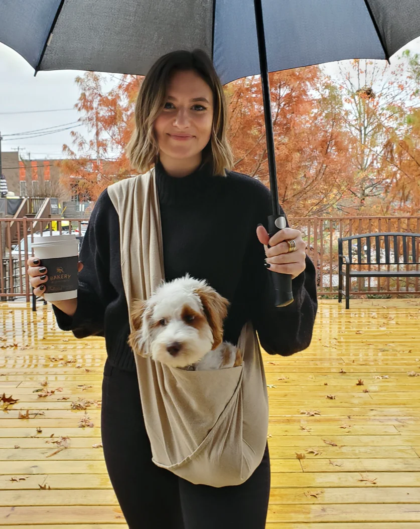 Dog Sling in Oatmeal Linen - Image 4