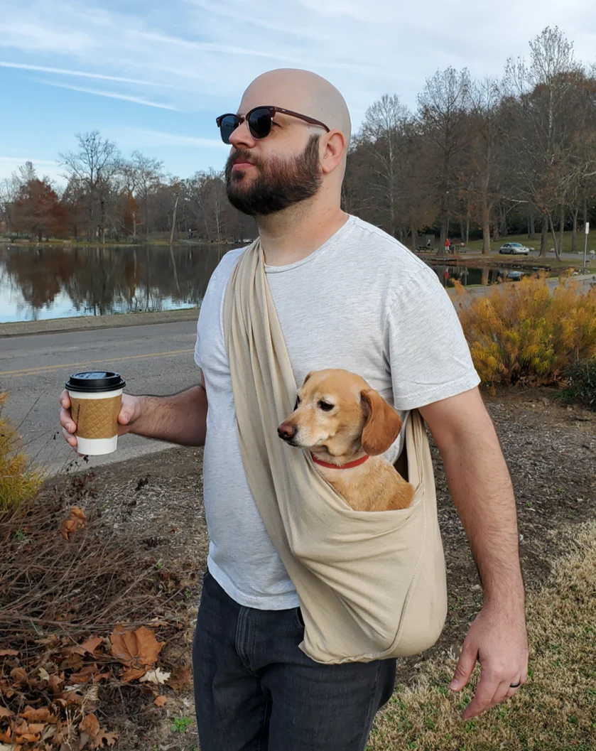 Dog Sling in Oatmeal Linen - Image 5