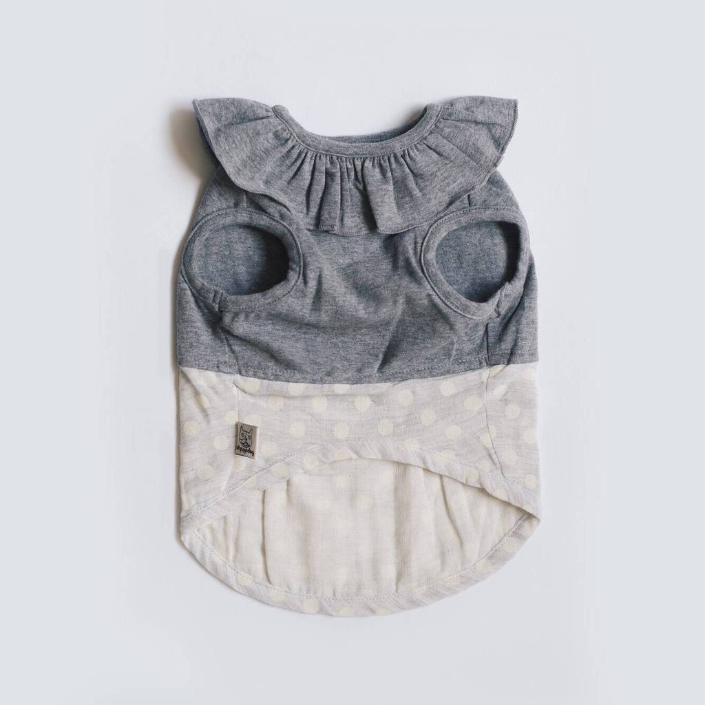 OH POP DOG | Ruffle Dress in Grey Polka Dot - Image 4