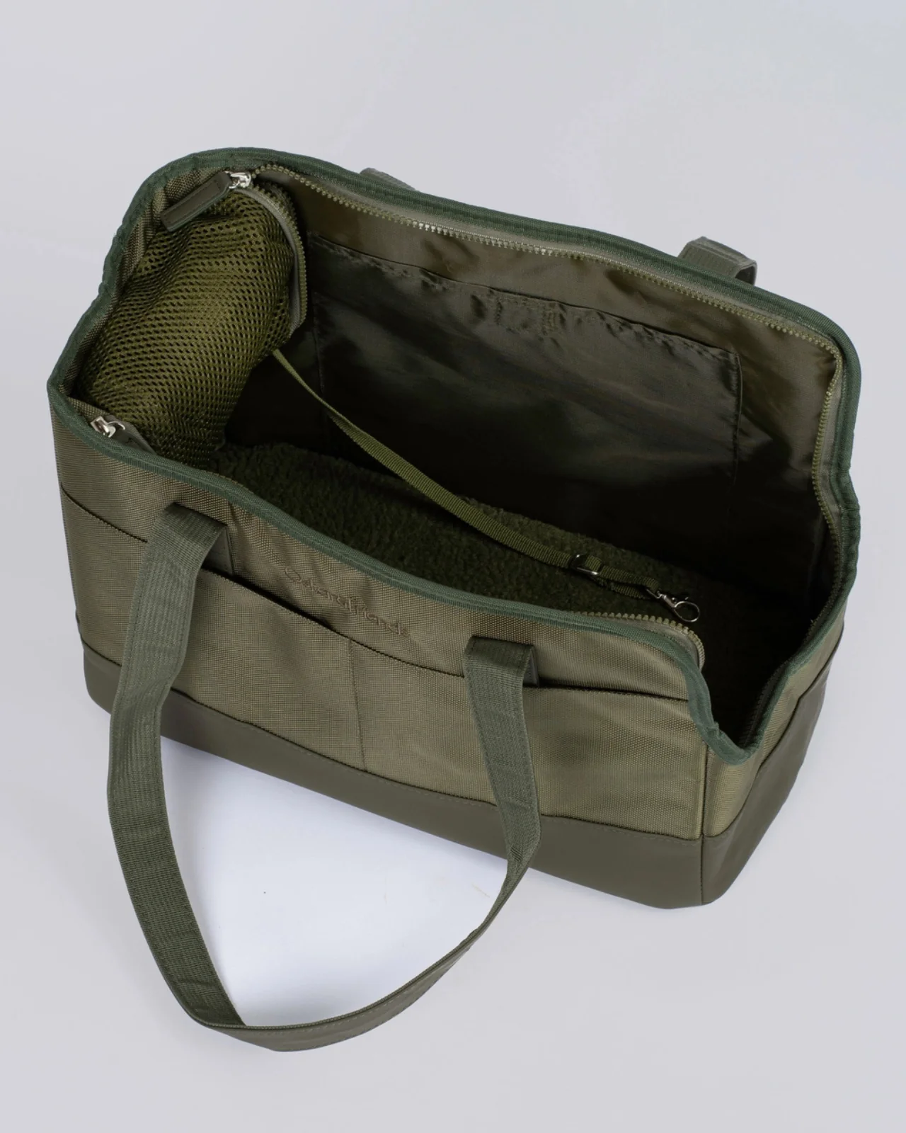 Open or Enclosed Pet Tote Bag in Olive Green - Image 4