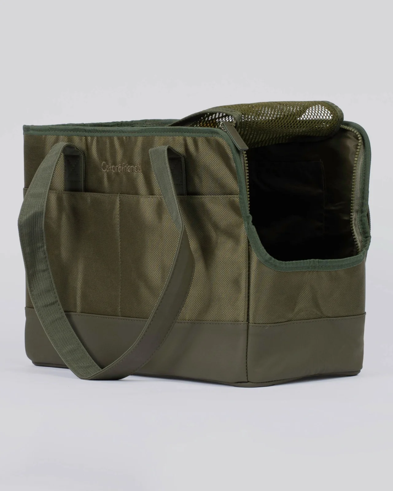 Open or Enclosed Pet Tote Bag in Olive Green - Image 5