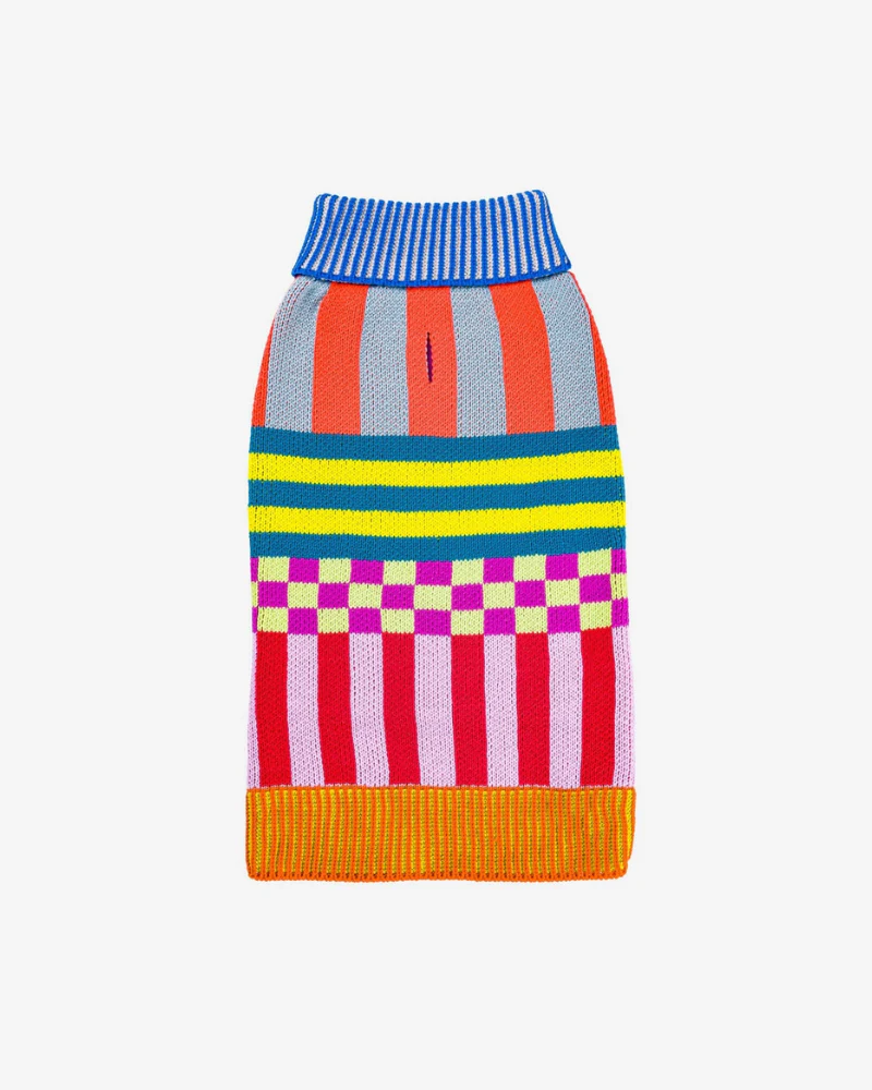 Pattern Patch Dog Sweater in Rainbow - Image 2