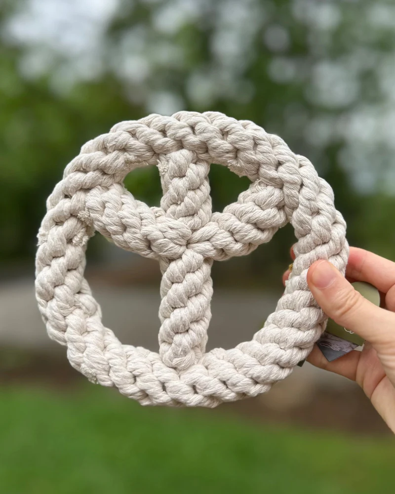 Peace Sign Rope Dog Toy - Image 3