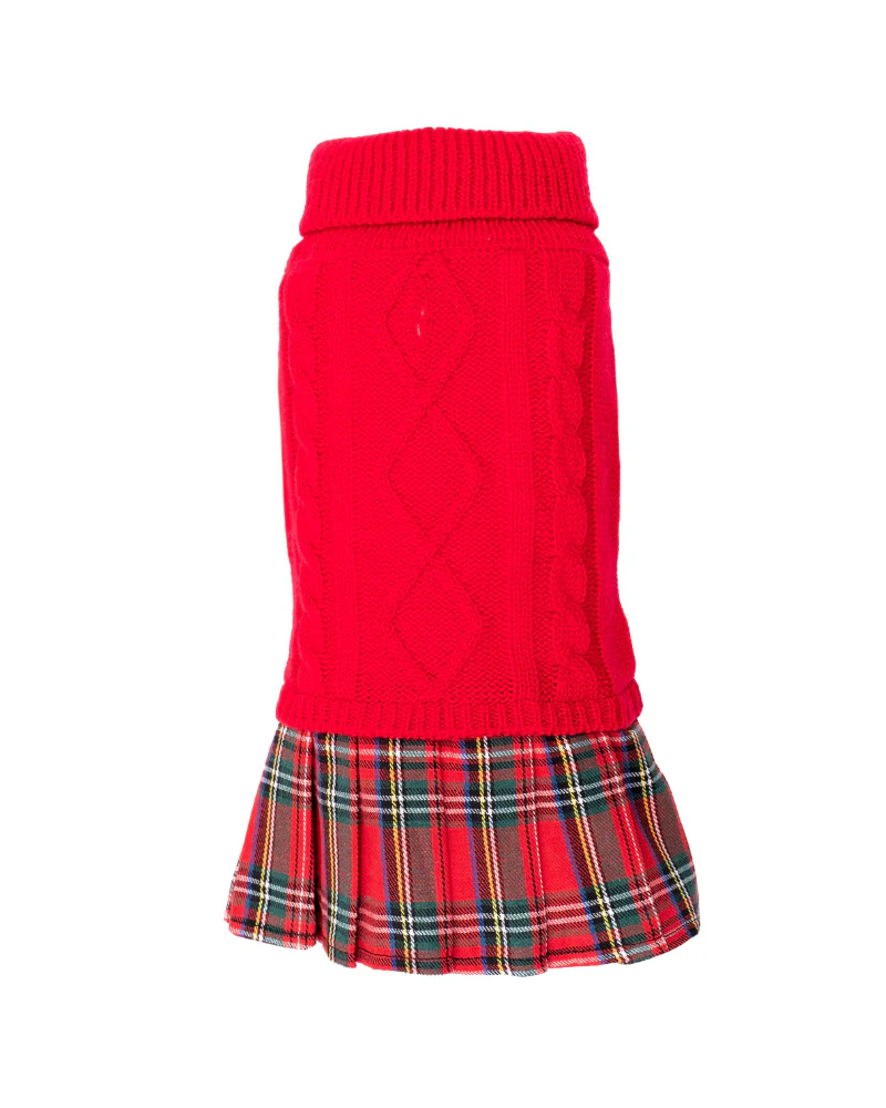 Perfectly Plaid Turtleneck Sweater Dog Dress (FINAL SALE) (FW24LO)