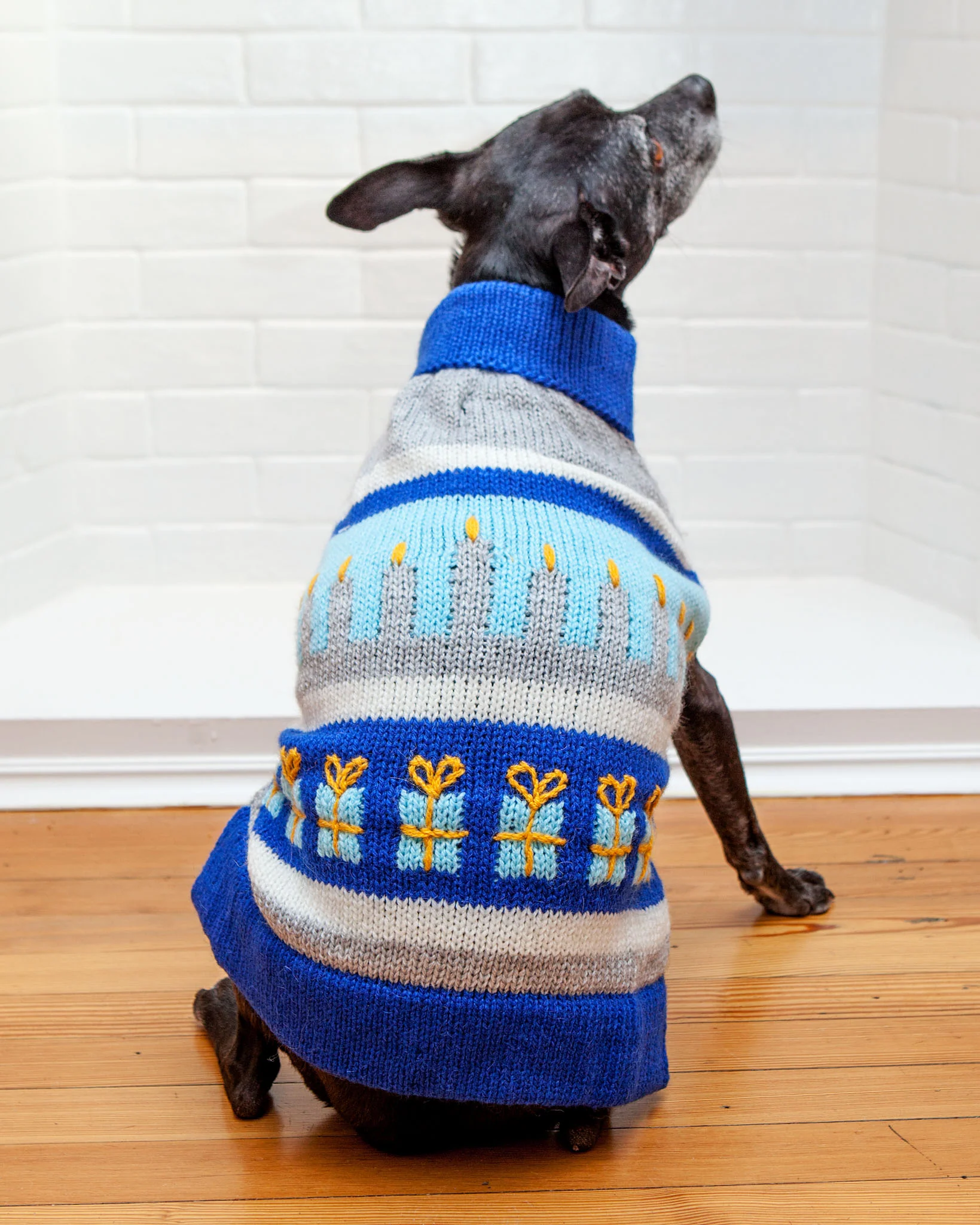 Yappy Hanukkah Handknit Dog Sweater - Image 3
