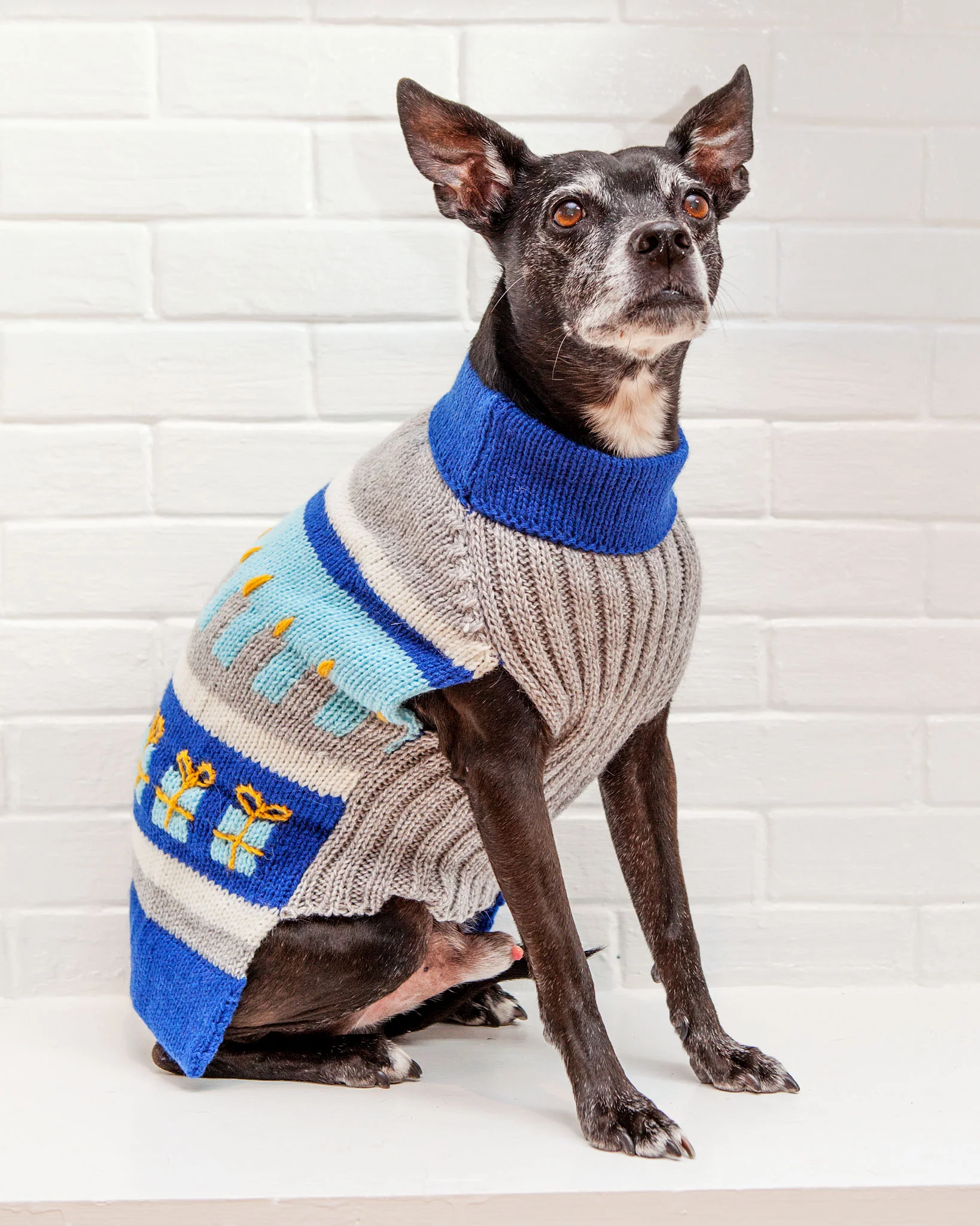 Yappy Hanukkah Handknit Dog Sweater - Image 4