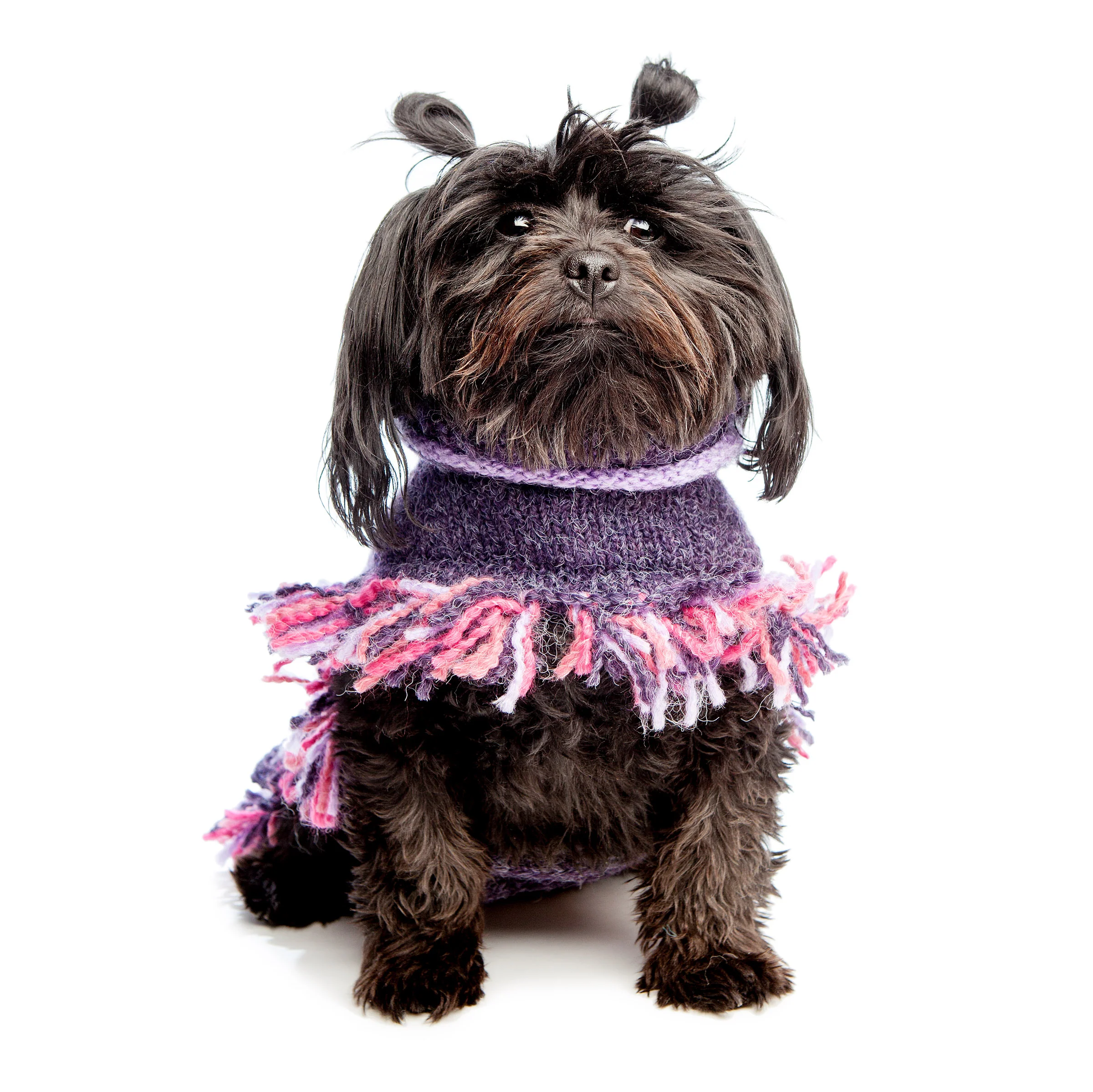 PERUVIAN KNITS | Pink & Purple Stripe Sweater Poncho - Image 3