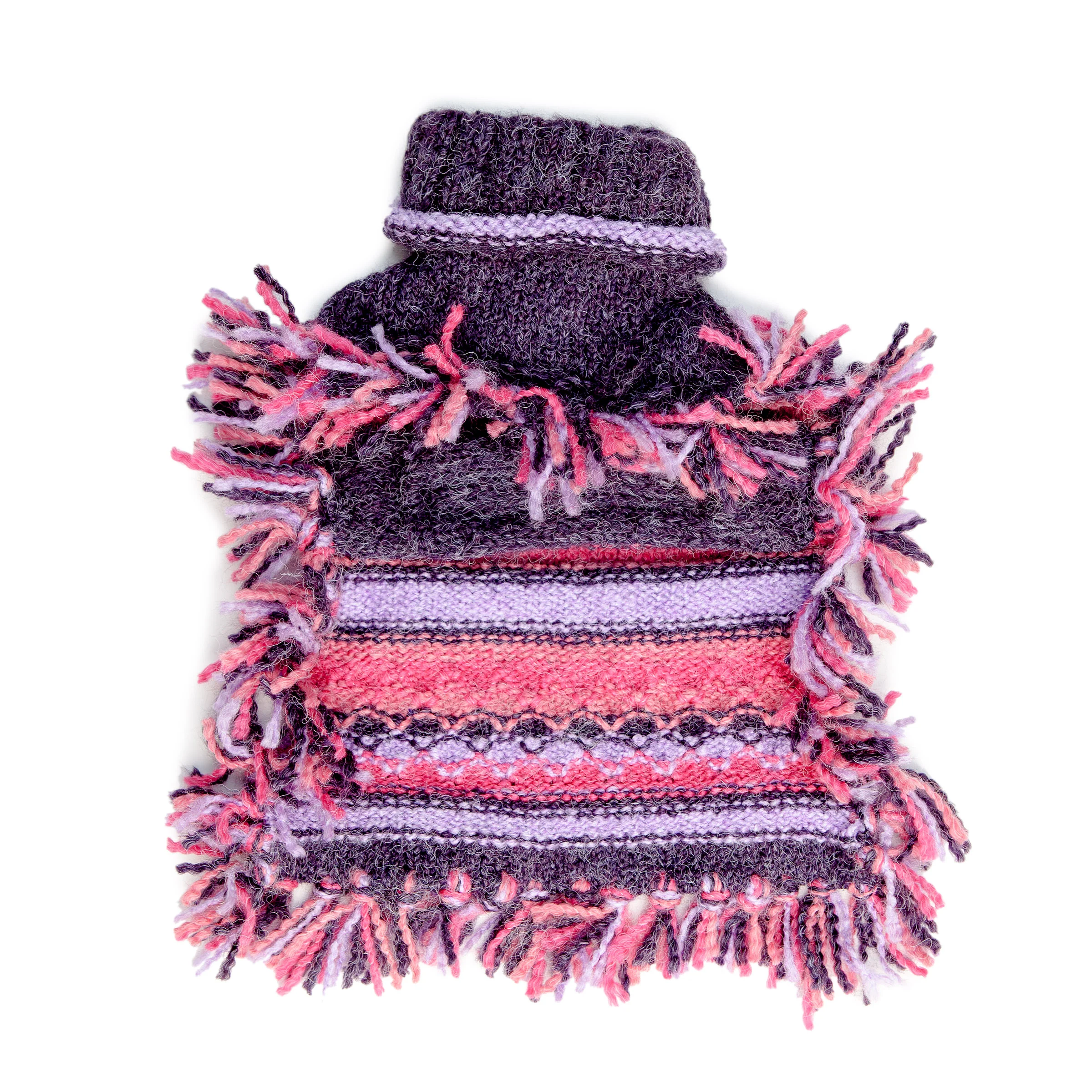 PERUVIAN KNITS | Pink & Purple Stripe Sweater Poncho - Image 4