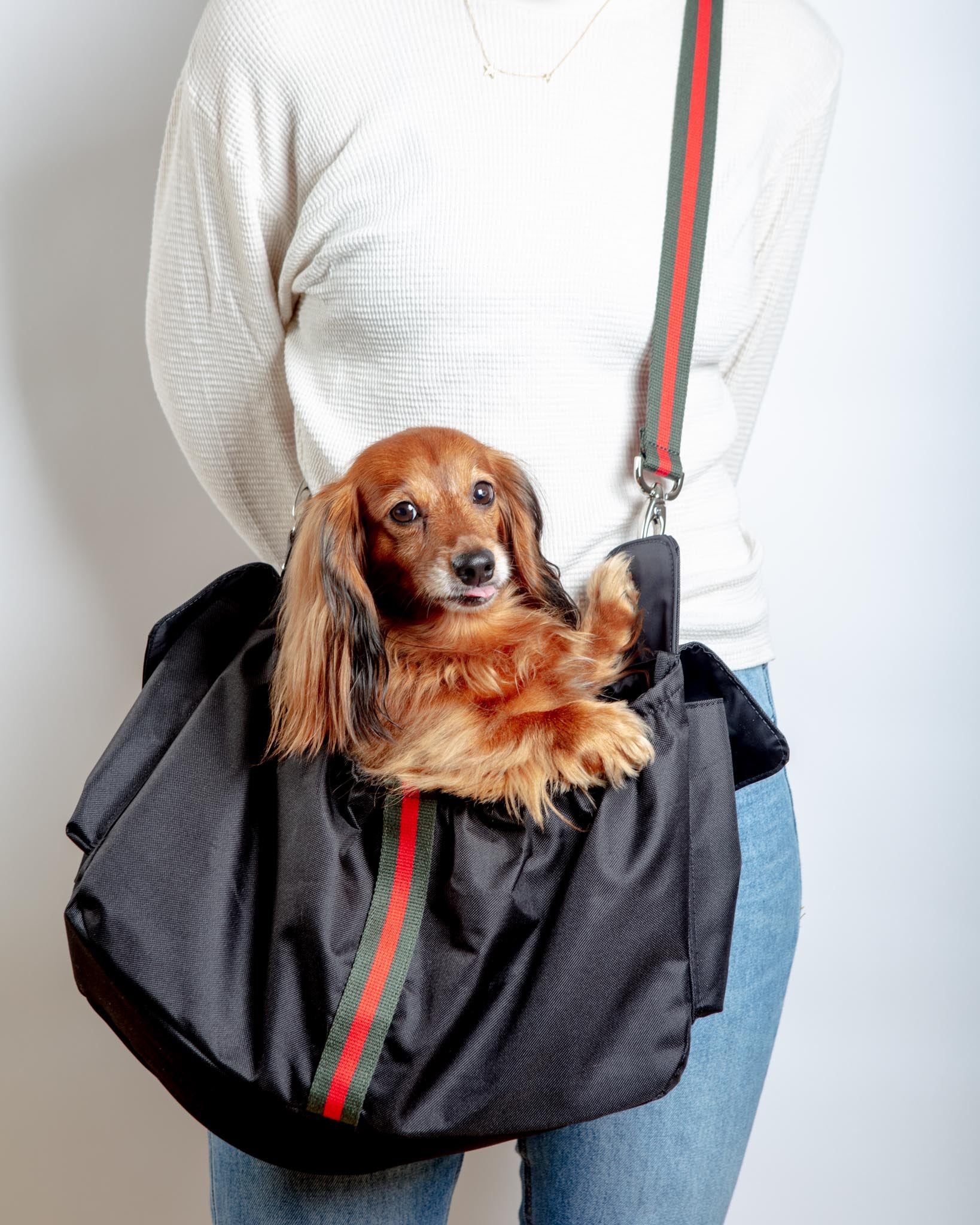 Gigi Sling Pet Carrier in Black w/ Stripes (Made in the USA)