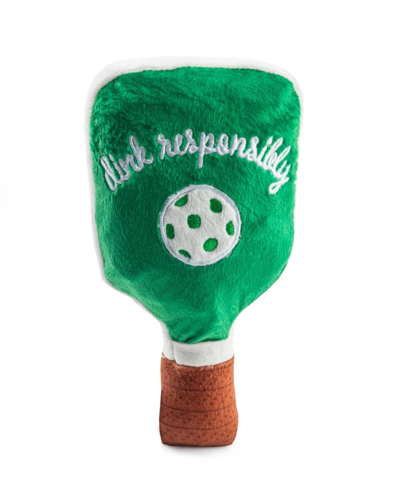 Green Stripe Pickleball Paddle Plush Squeaky Dog Toy - Image 4