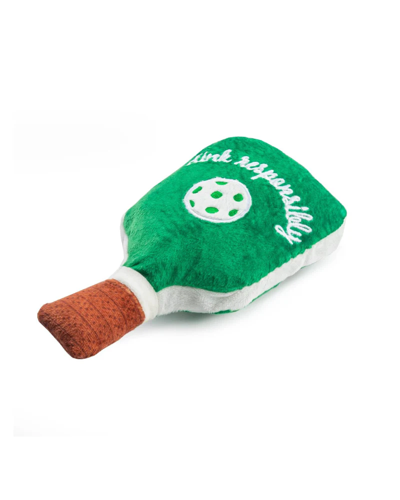 Green Stripe Pickleball Paddle Plush Squeaky Dog Toy - Image 5