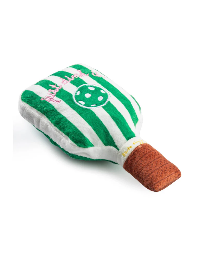 Green Stripe Pickleball Paddle Plush Squeaky Dog Toy - Image 6