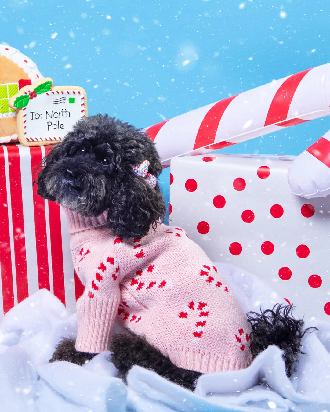 Pink Candy Cane Dog Sweater (FINAL SALE)