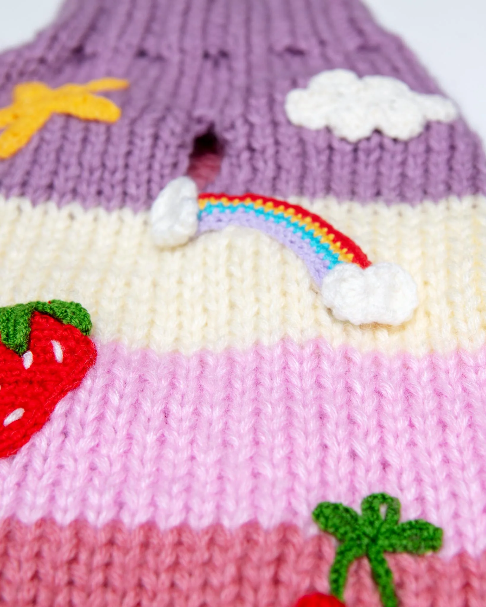 Tutti Fruity Fruits Handknit Dog Sweater - Image 3