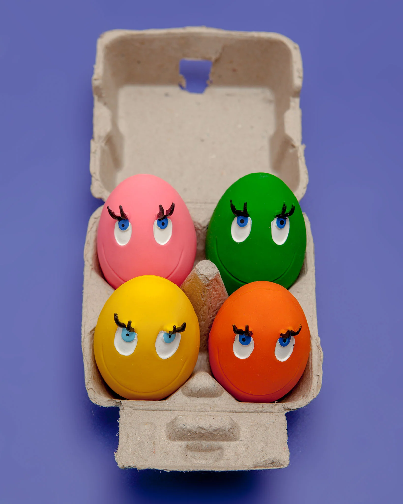 Pink & Orange Squeaky Latex Dog Toy Egg Carton