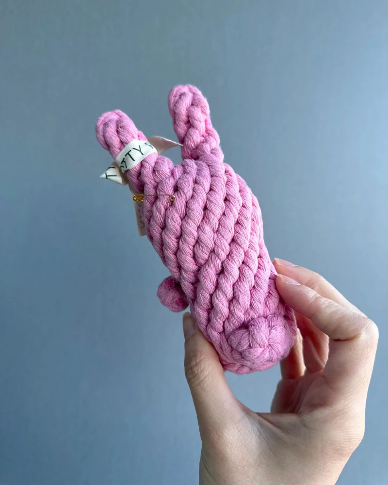 Pink Rabbit Dog Rope Toy - Image 2