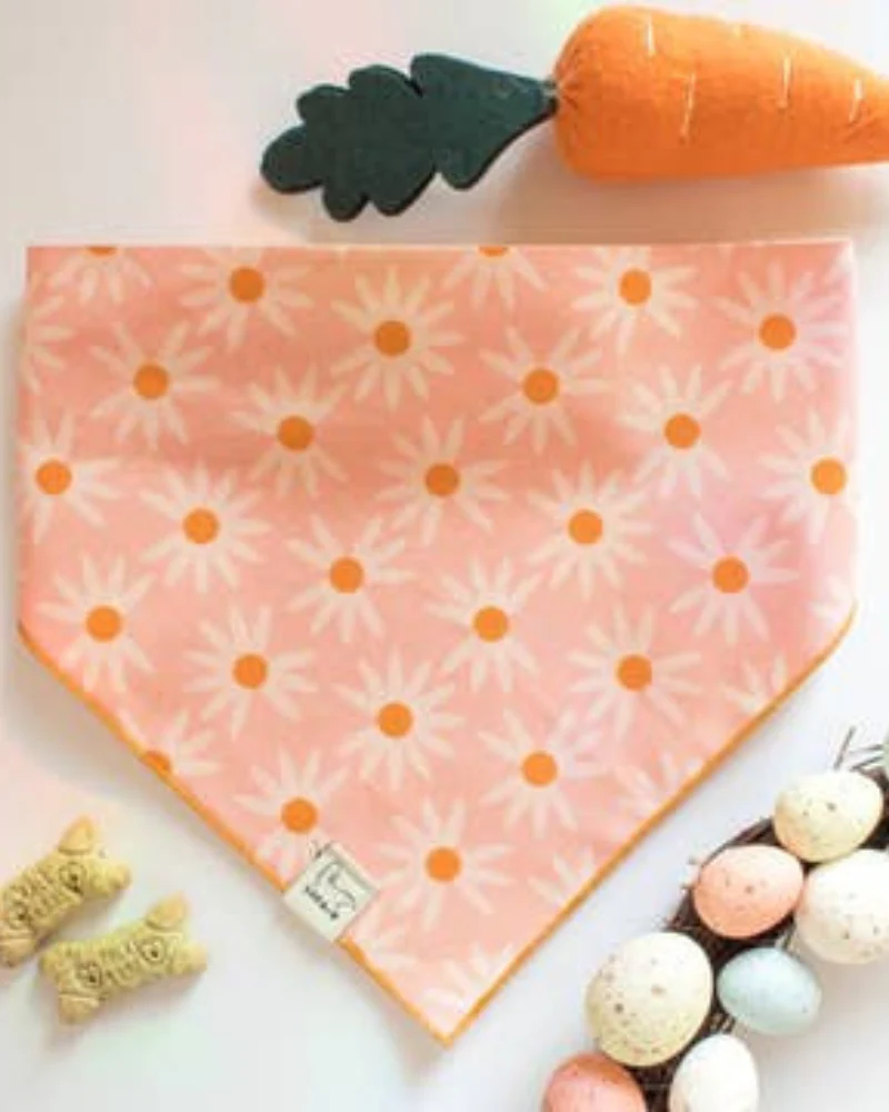 Pink Retro Daisies Bandana (Made in the USA) (FINAL SALE) - Image 3