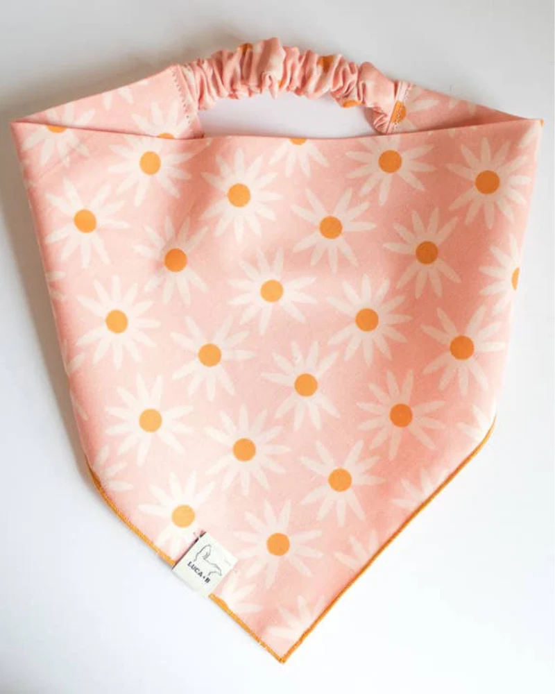 Pink Retro Daisies Bandana (Made in the USA) (FINAL SALE) - Image 4