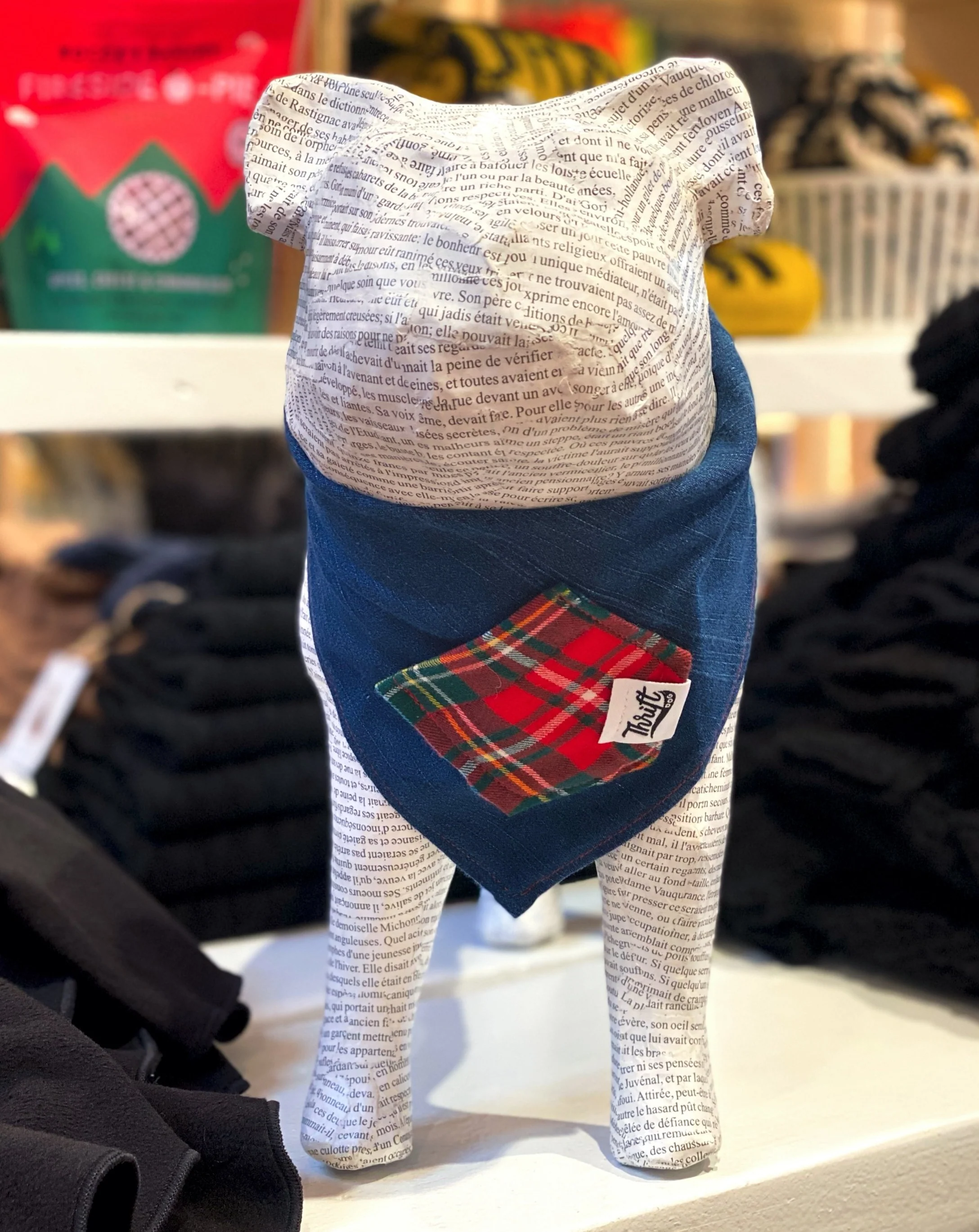 Upcycled Howliday Plaid Treat Pocket Dog Bandana (Made in the USA)
