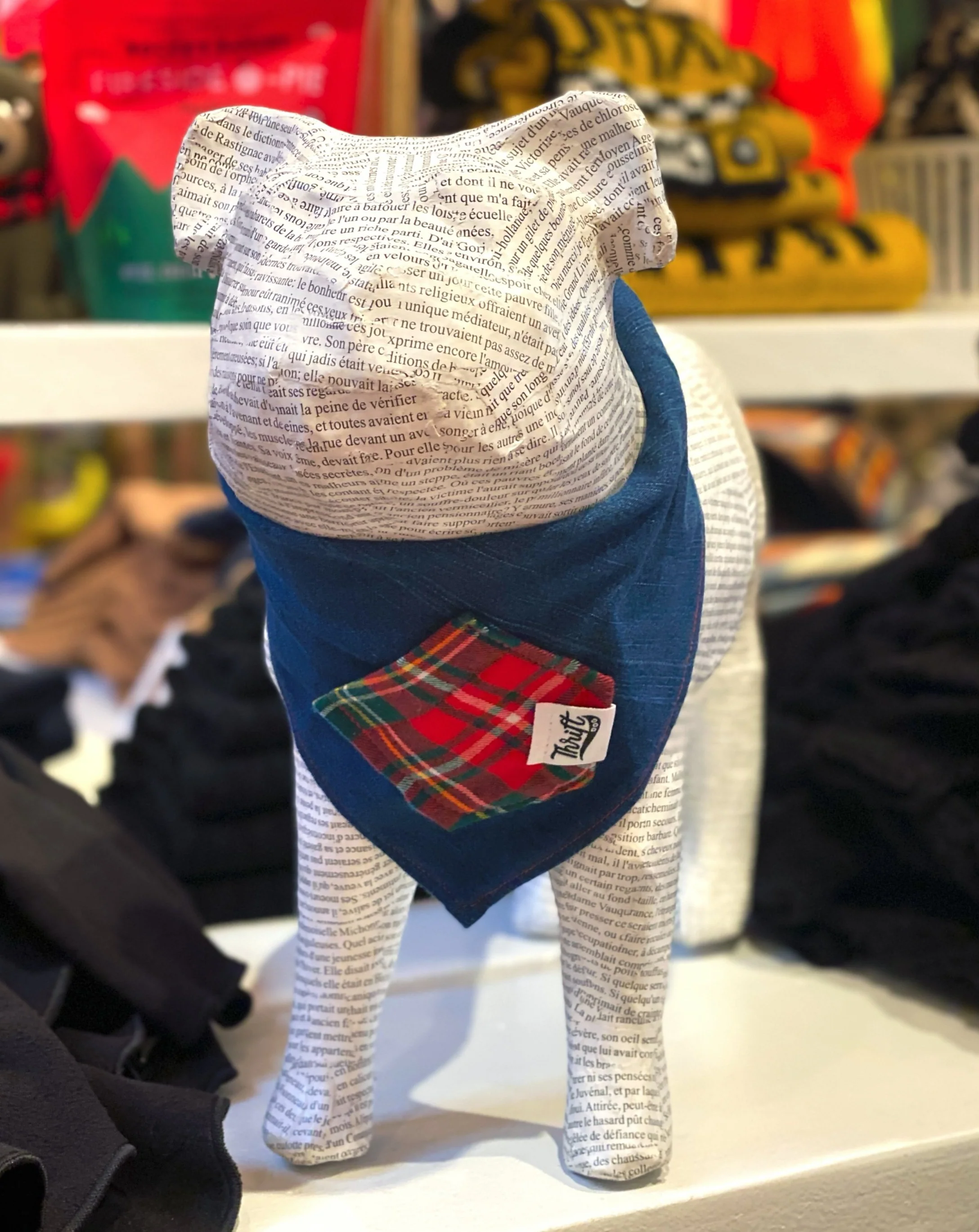 Upcycled Howliday Plaid Treat Pocket Dog Bandana (Made in the USA) - Image 3