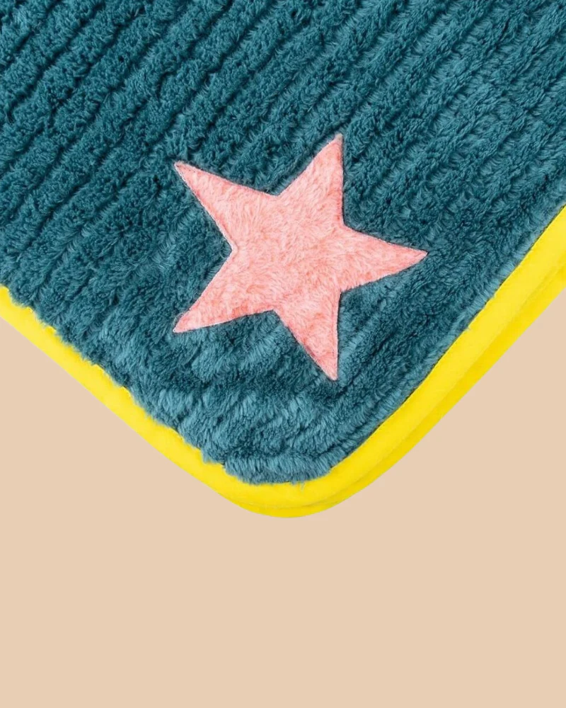 Star Plush Dog Blanket in Green w/ Yellow Trim (Made in Spain) - Image 7